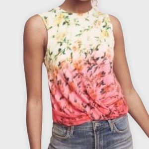 Anthropologie Deletta Adaenia Floral Twist Hem Top